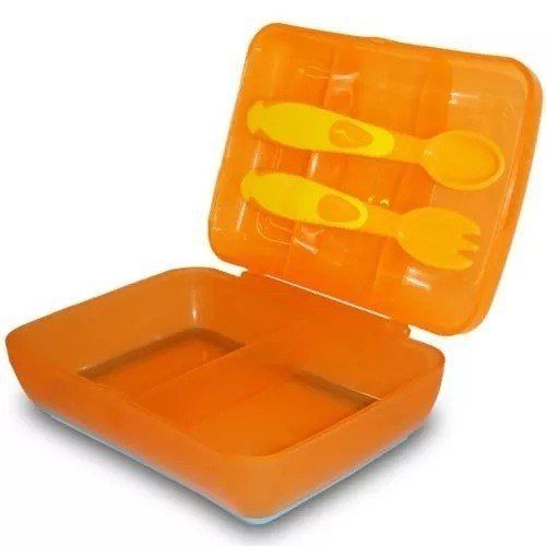 Set De Plato Con Tapa Y Cubiertos - Cuchara Y Tenedor