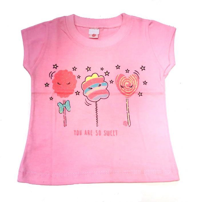 Remera Nena Manga Corta Estrellas Brillo