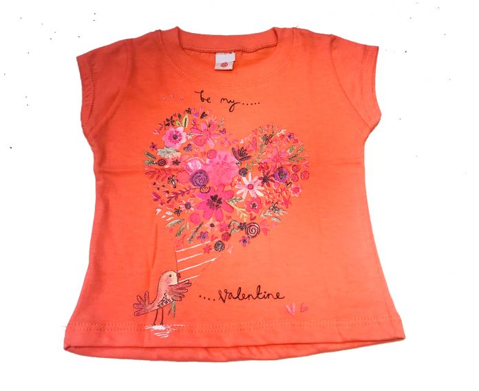 Remera Nena Manga Corta Flores Valentine