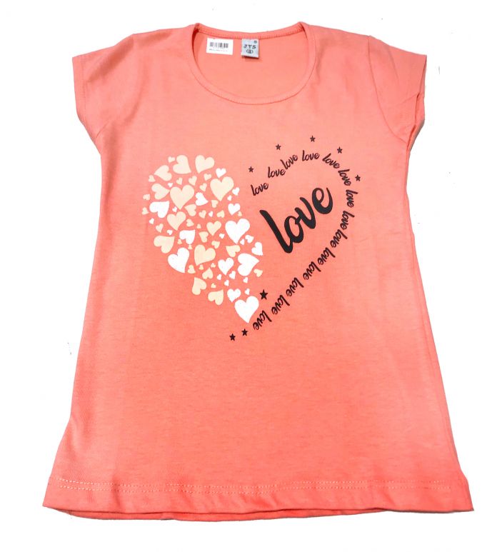 Remera Nena Manga Corta Love Corazones