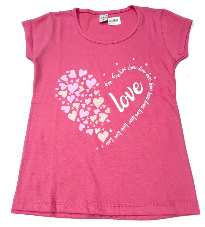 Remera Nena Manga Corta Love Corazones