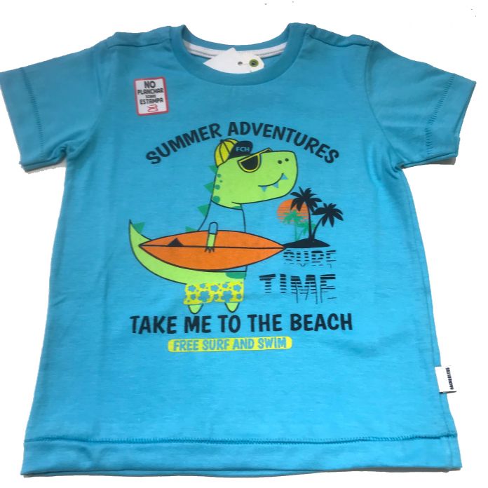 Remera Varon Manga Corta Dinosaurio