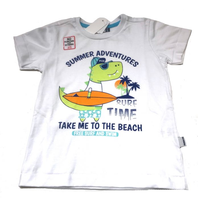 Remera Varon Manga Corta Dinosaurio