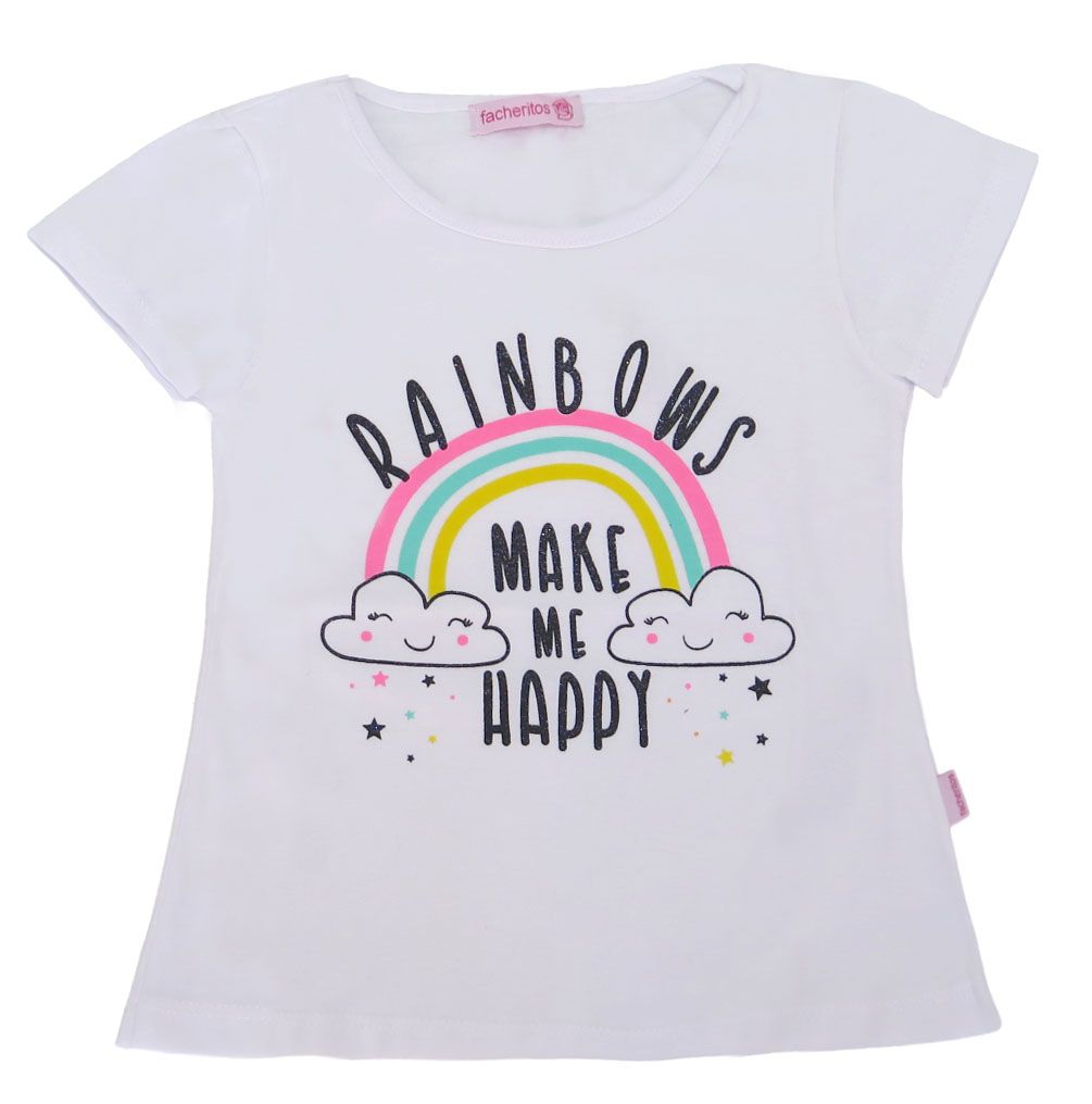 Remera Manga Corta Nena Rainbows