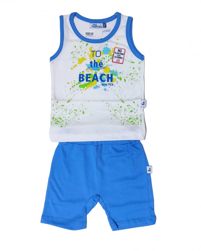 Conjunto Remera Musculosa con Short Estampa Beach