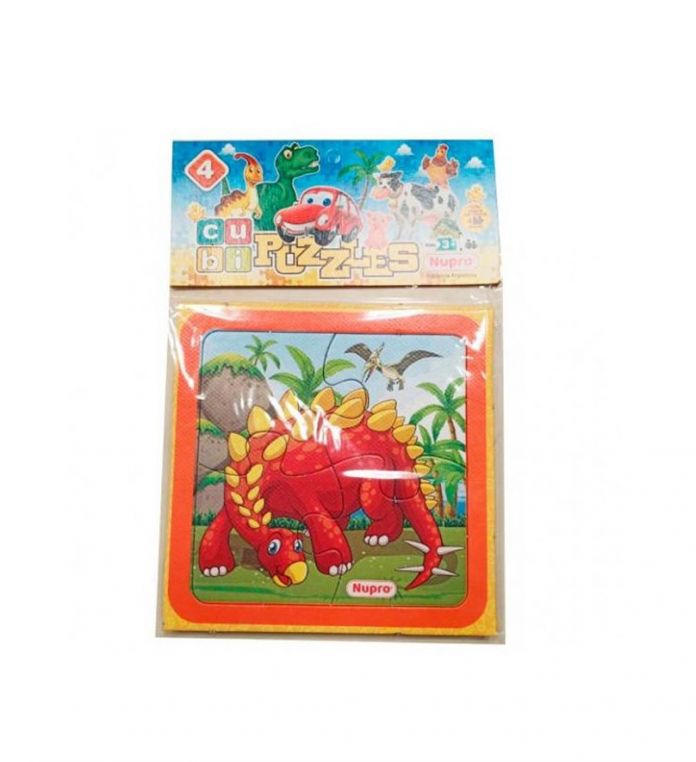Cubi Puzzle Dinosaurio - 4 Puzzles De 4 Piezas