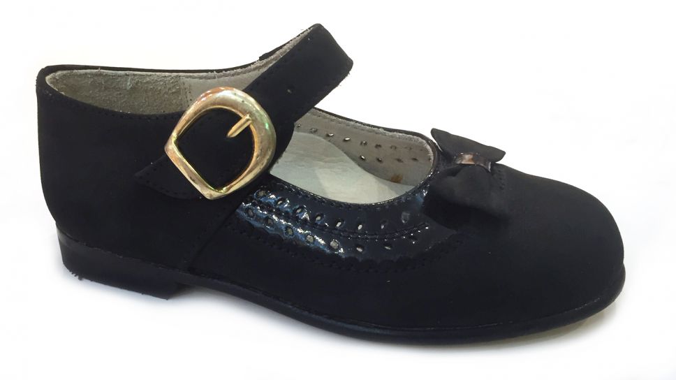 Guillermina Charol  Gamuza  Nena Aplique Moño