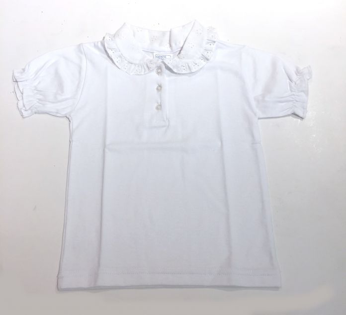 Blusa Chomba Manga Corta Cuello Baby Con Broderie