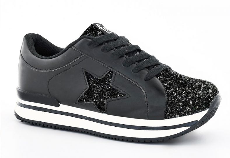 Zapatilla Plataforma Estrella Glitter Cordon