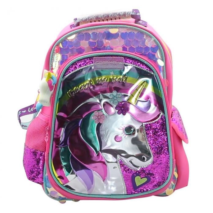 Mochila Espalda Unicornio Natal - Lentejuelas Y Glitter - Incluye Squishy