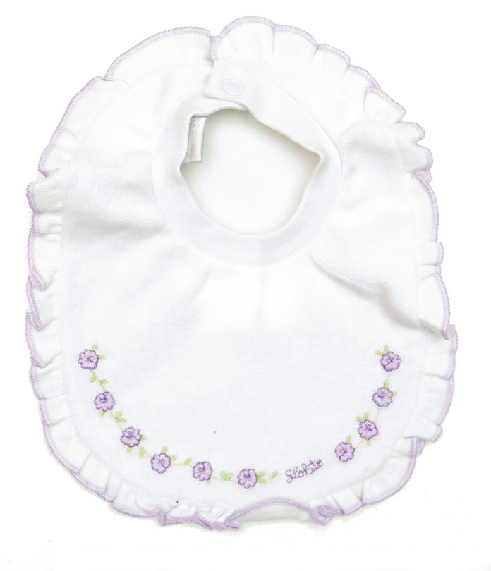 Babero Chico Con Volado Y Bordado - Ajuste Broche