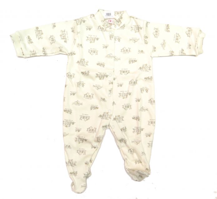 Enterito Con Pie Manga Larga Algodon Estampado Conejos