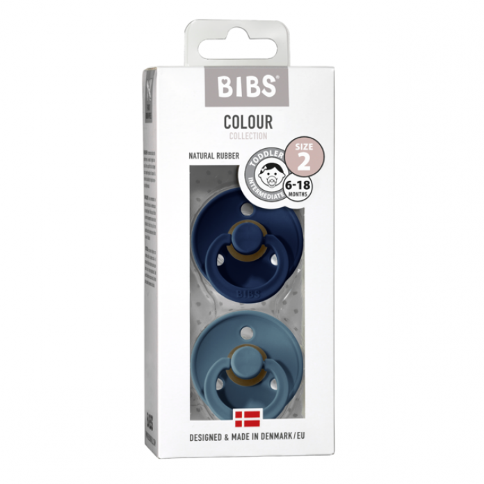 Chupete Bibs Colour Pacifier x 2 - Deep Space / Petrol - Tetina De Caucho Natural - Latex - 6-18 Meses