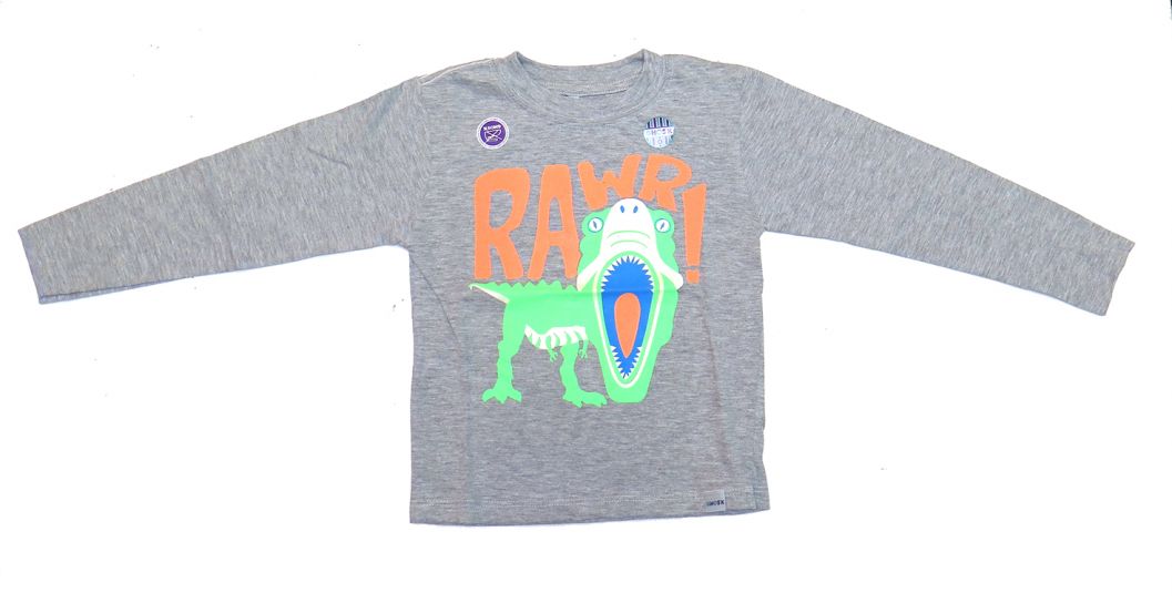 Remera Manga Larga Estampa Dinosaurio