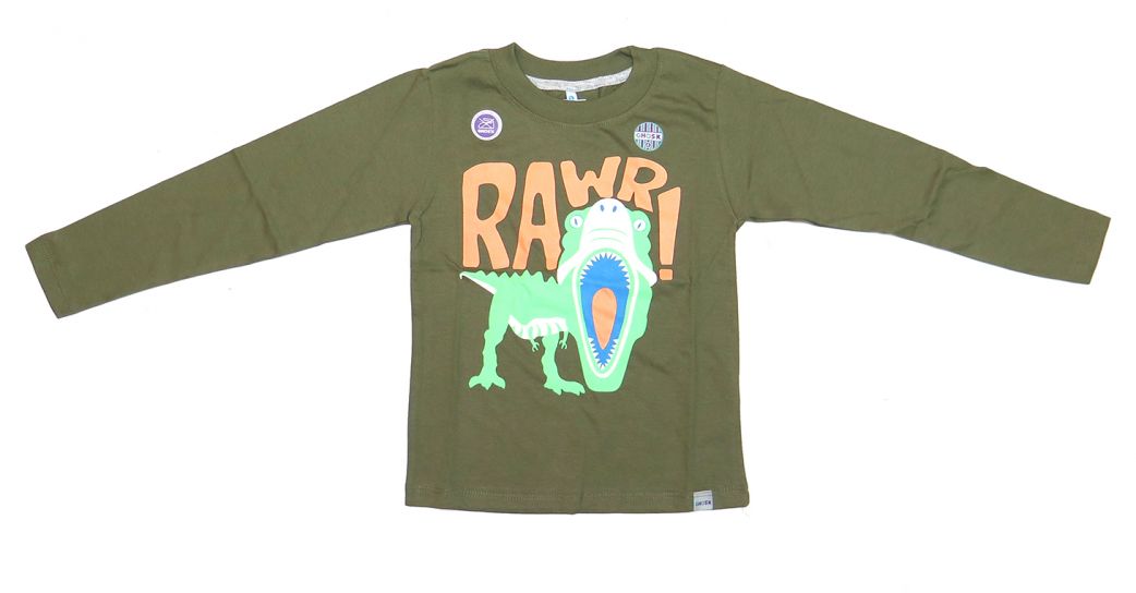 Remera Manga Larga Estampa Dinosaurio