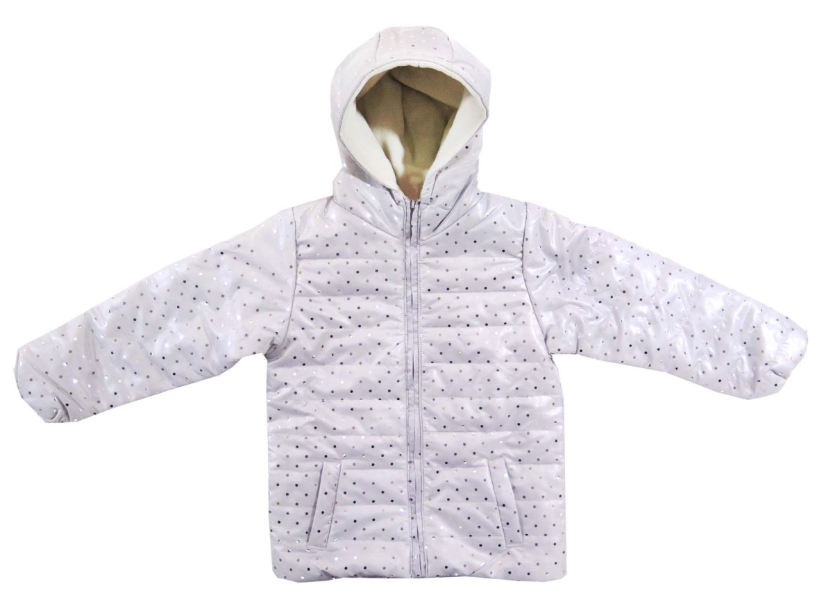 Campera Nena Impermeable Brillo Lunares Interior Polar  Con Capucha
