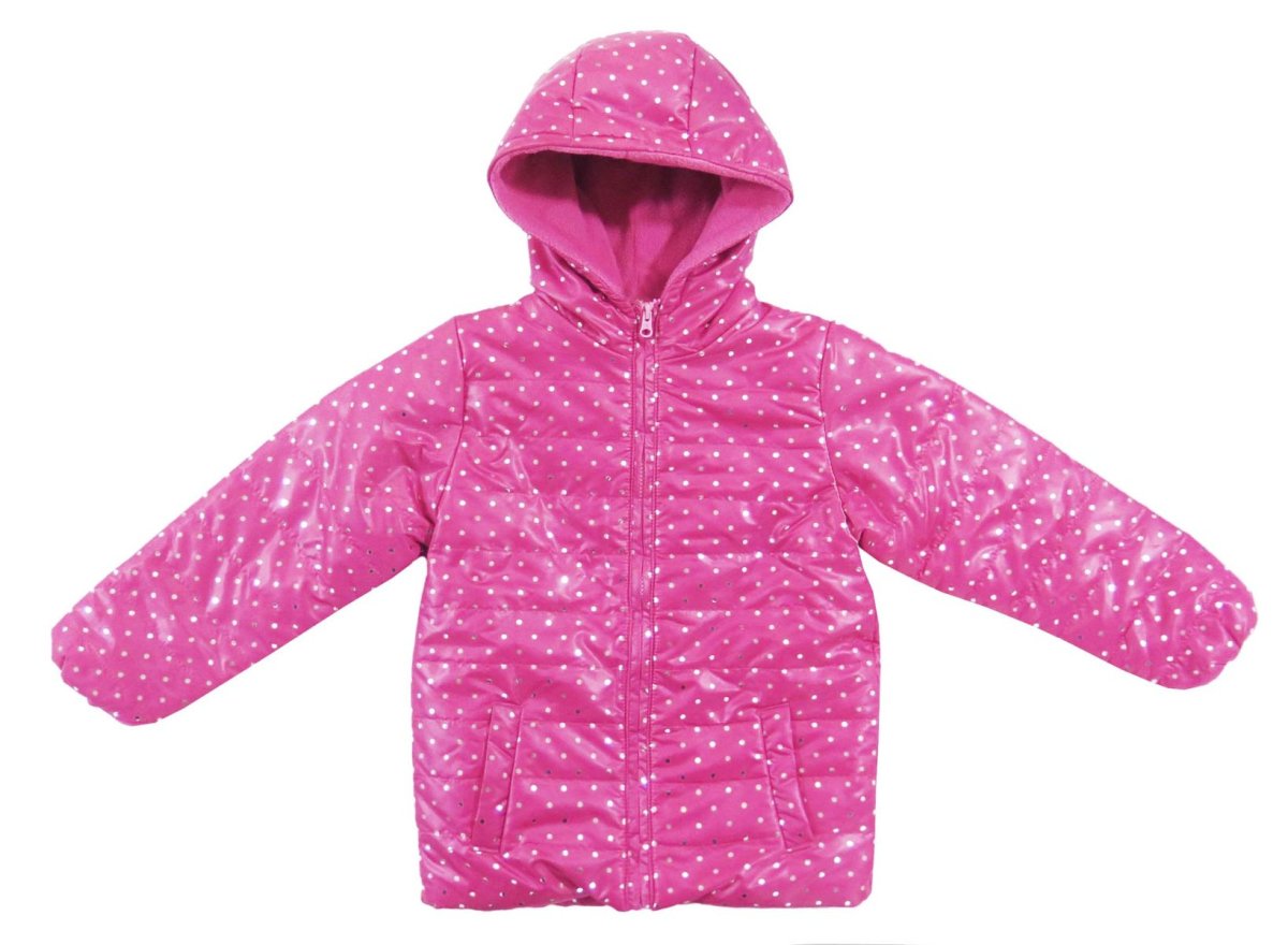 Campera Nena Impermeable Brillo Lunares Interior Polar  Con Capucha