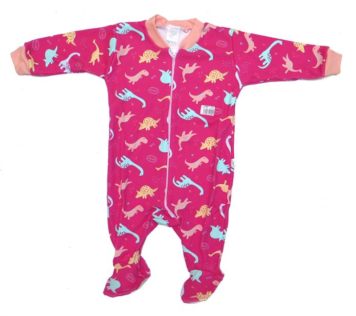 Enterito Manga Larga Estampado Dinosaurio Con Pie Antideslizante