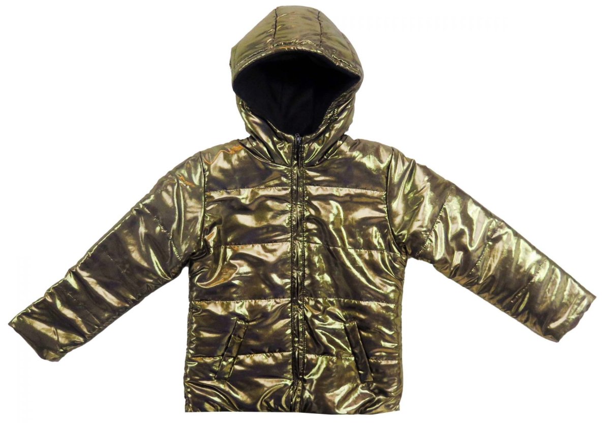 Campera Metalizada Polar Interior Con Capucha