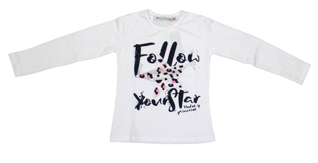 Remera Manga Larga Estampada Con Glitter - Follow Your Star