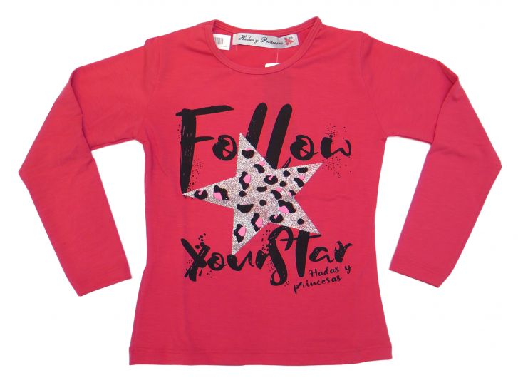 Remera Manga Larga Estampada Con Glitter - Follow Your Star