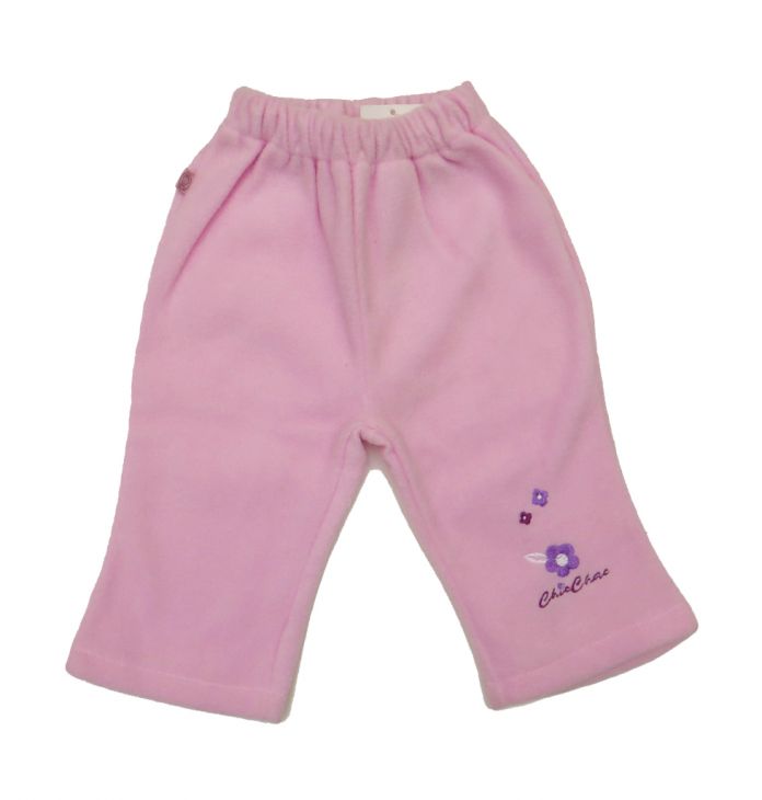 Pantalon Polar Bordado Flores Liso