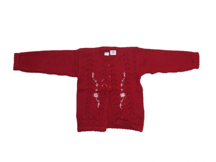 Saco Tejido Cashmilon Calado y Bordado Terminacion al Crochet