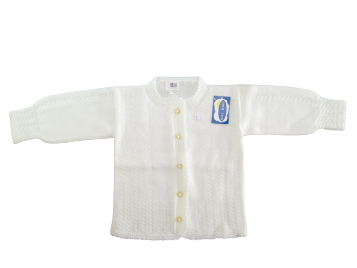 Saco Tejido Mohair con Ochos Terminacion al Crochet Boton Strass