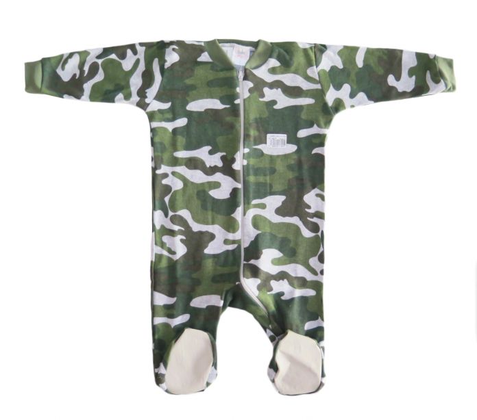 Enterito de Algodon Camuflado con Cierre con Pie Antideslizante