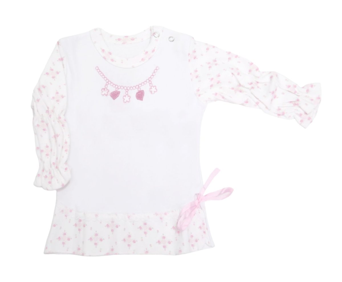 Remera Manga Larga Cuello Flores Rococo con cinta y bordado