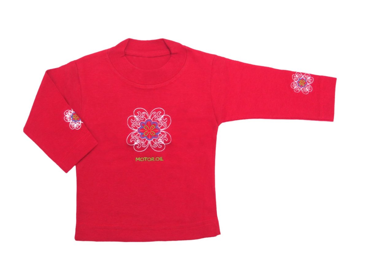 Remera manga larga lisa y bordada