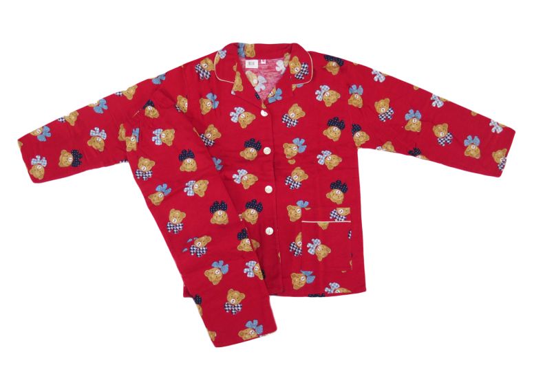 Pijama de Invierno Viyela con  Boton Estampado de Osos