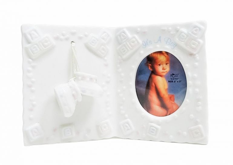 Portarretrato Libro de porcelana con zapatitos colgando