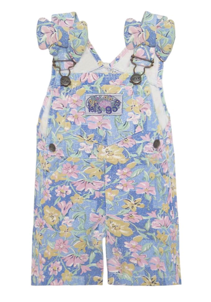 jardinero de gabardina estampado flores corto