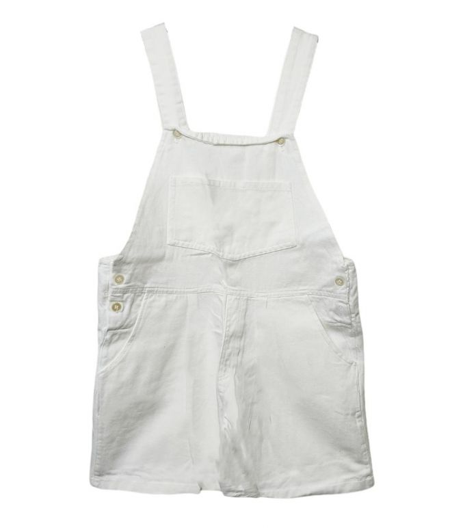 Jardinero corto de gabardina Blanco