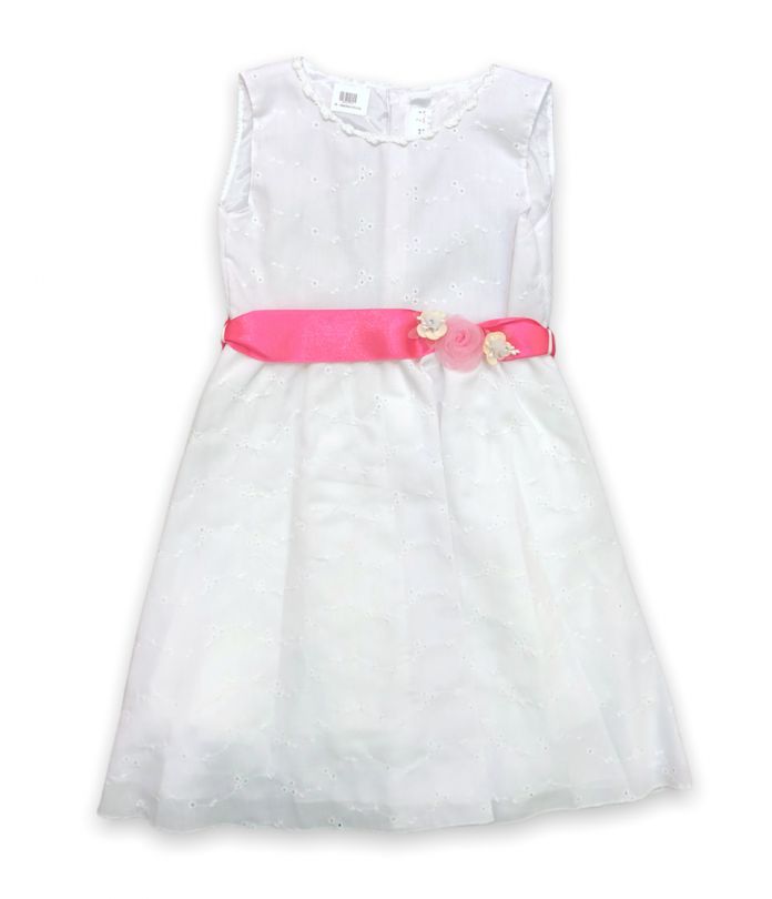 Vestido Broderie Sin Mangas Con Faja