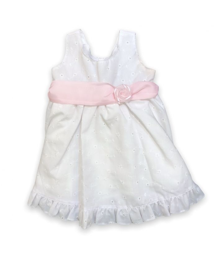 Vestido Broderie Sin Mangas Con Faja