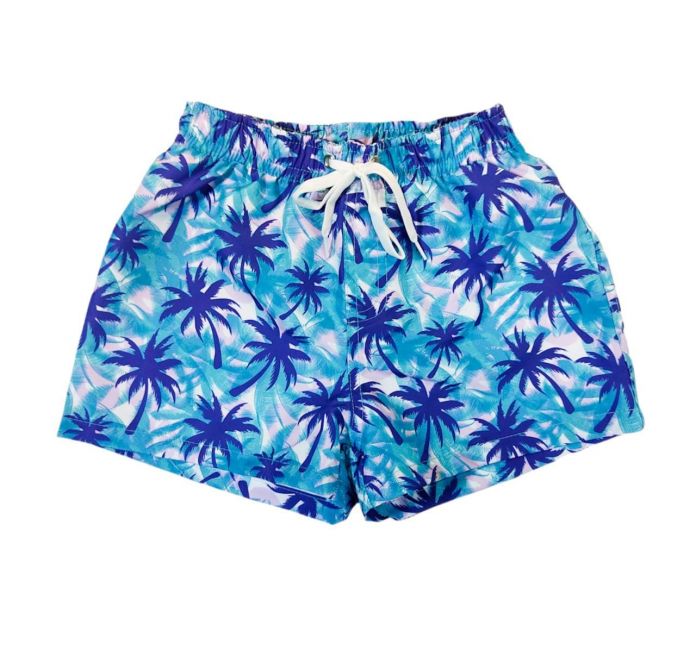 Short De Baño Estampado Con Cintura Elastizada de Poliestre Con Suspensor