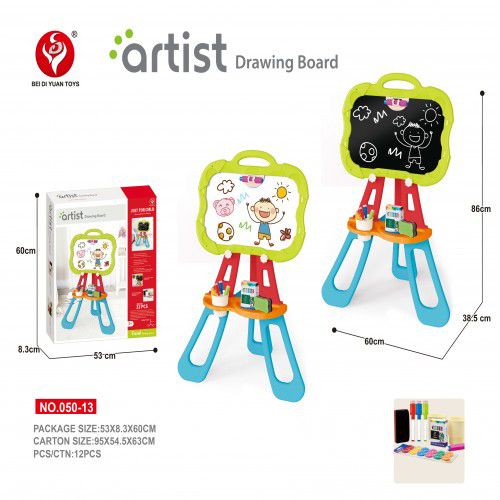 Pizarra con pie atril 3 funciones (pizarron tiza, pizarra marcadores y magnetica)