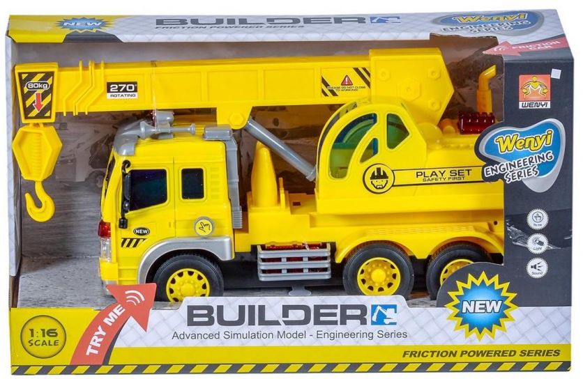 Camion Grua De Construccion A Friccion Con Luz Y Sonido - Builder - Escala 1:16