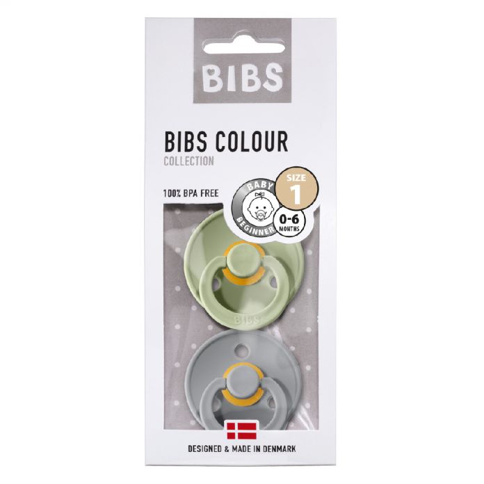 Chupete Bibs Colour Collection x 2 - Sage / Cloud - Tetina De Caucho Natural - Latex - 0 - 6 Meses