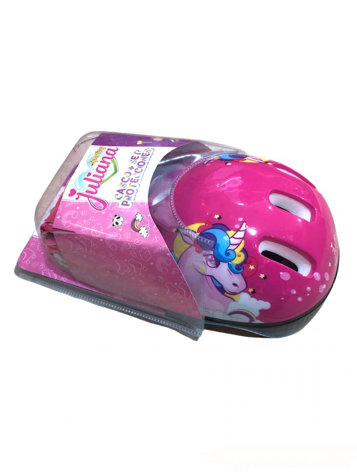 Casco + Set De Proteccion (Rodilleras Y Coderas ) Unicornio Juliana