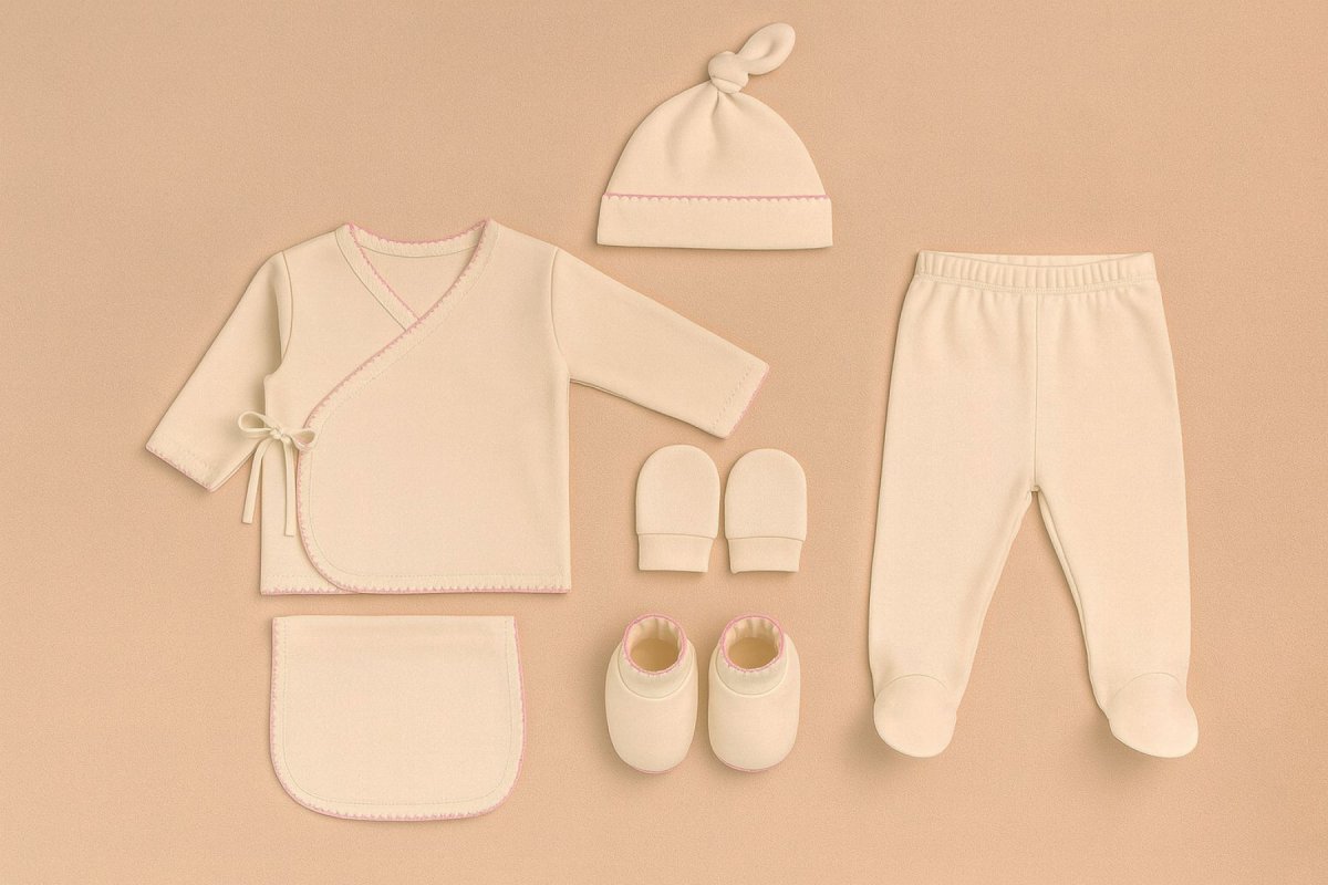 Conjunto Ajuar Set Nacimiento 6 Piezas Manga Larga Manopla Gorro Babero Batita Medio Osito Babita