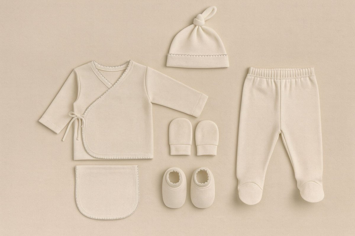 Conjunto Ajuar Set Nacimiento 6 Piezas Manga Larga Manopla Gorro Babero Batita Medio Osito Babita