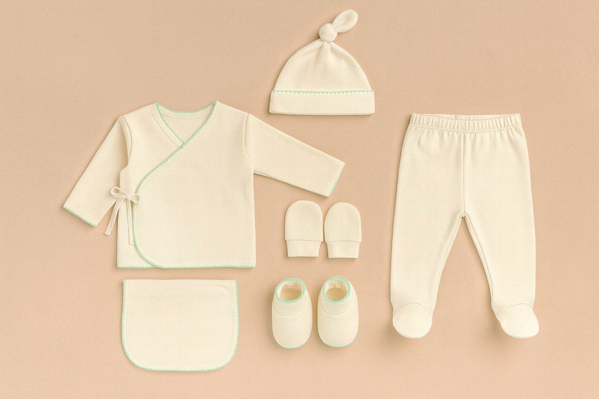 Conjunto Ajuar Set Nacimiento 6 Piezas Manga Larga Manopla Gorro Babero Batita Medio Osito Babita