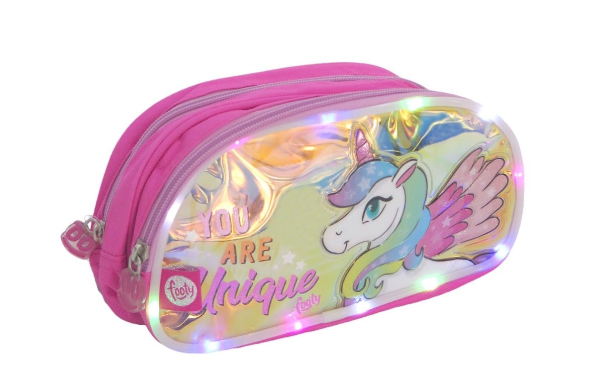 Cartuchera Unicornio - Lentejuelas Reversibles - Con Luz - Dos Cierres