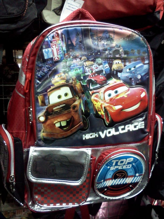 Mochila Cars Espalda 3 Bolsillos Frontales