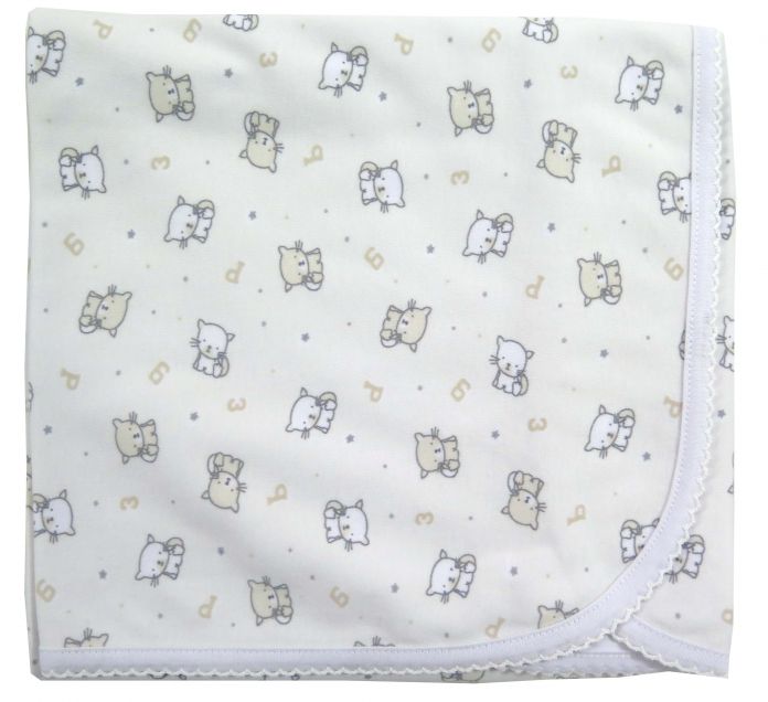 Manta de Algodon Doble Con Picot  Estampada