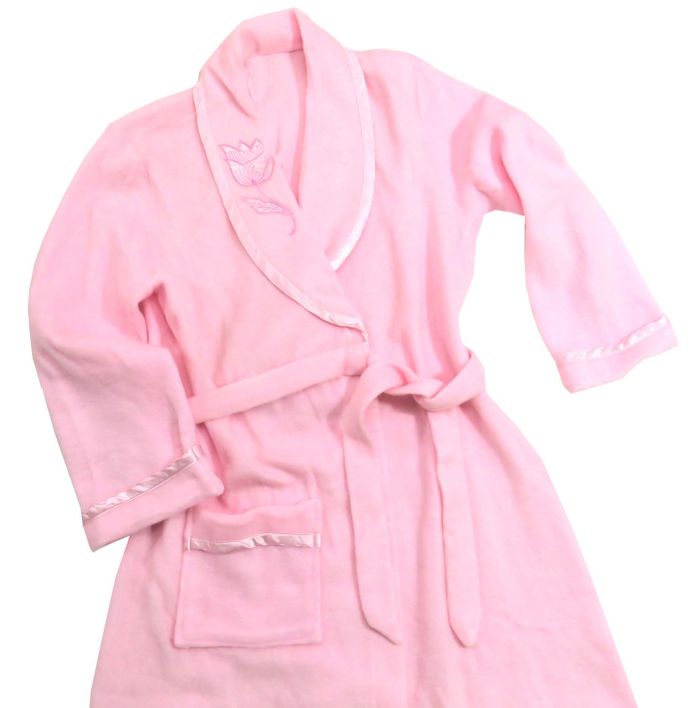 Bata Polar Con Aplique Bordado de Flores