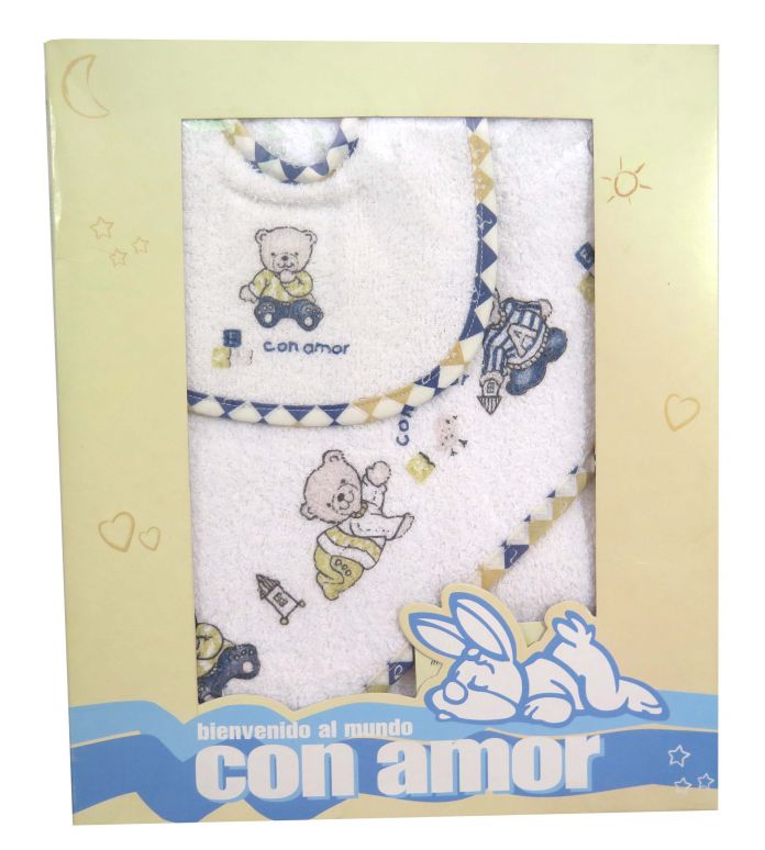Toallon Capucha Estampada + Babero